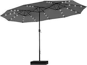 Rectangular Cantilever Patio Umbrella with LED Solar Lights