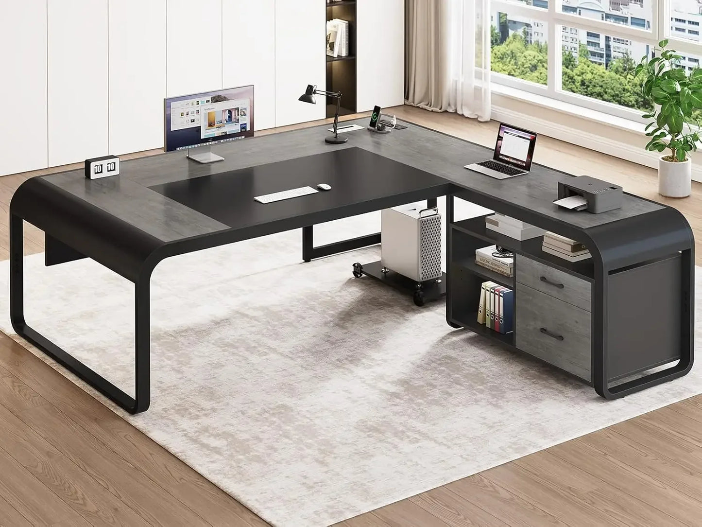 Modern L-Shaped Executive Desk