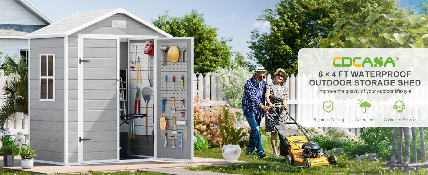 Resin Storage Shed with Floor, Window, and Double Lockable Doors