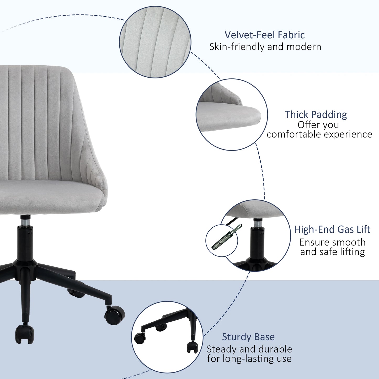Velvet Upholstery Swivel Office Chair