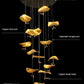 Golden Copper Lotus Leaf Chandelier