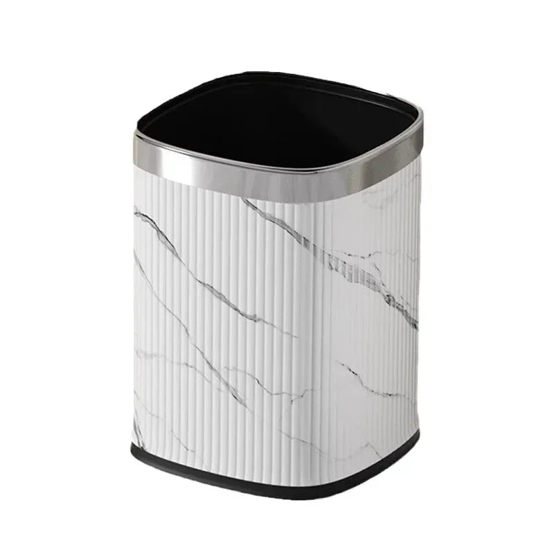 Leather Marble Grain Square Waste Bin