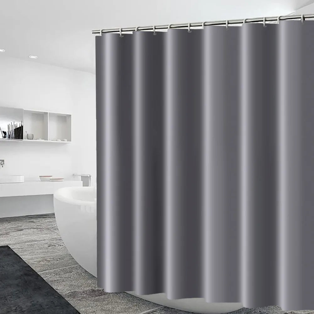 Heavy Duty Solid Shower Curtain with Hooks