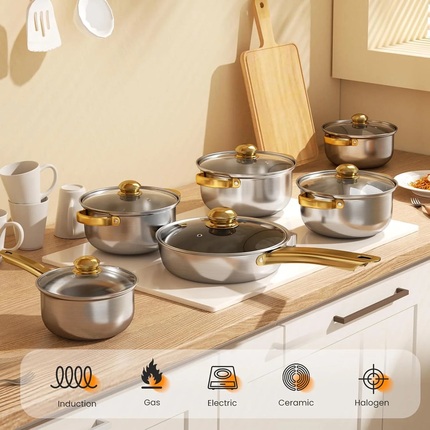 Non-Stick Stainless Steel Cookware Set