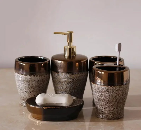 European Inspired Retro Ceramic Bathroom Accessory Set