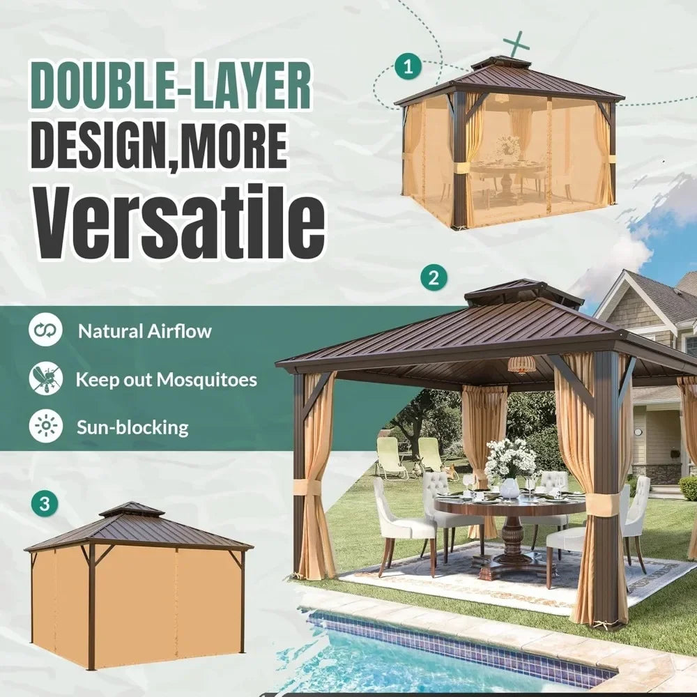 Gazebo with Curtain and Netting