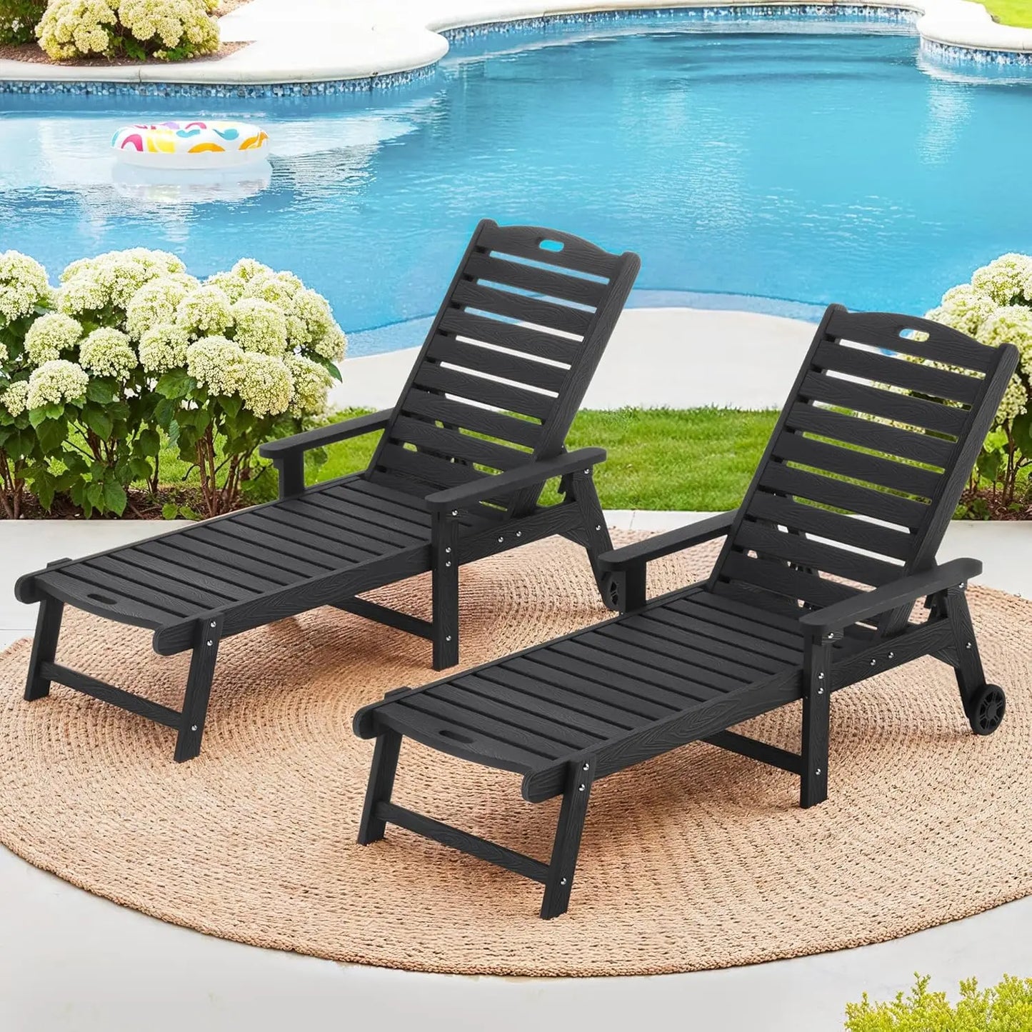 Wood Chaise Lounger with Wheels