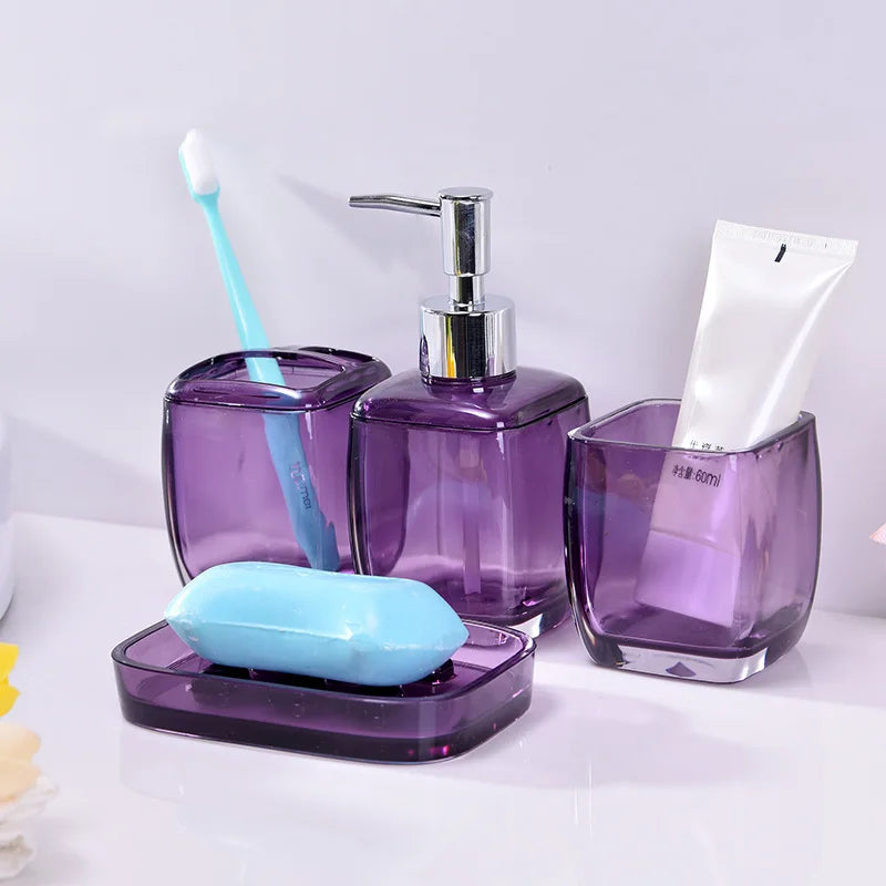 Purple Acrylic Glass Bathroom Accessory Set