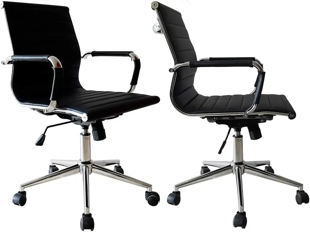 Modern Mid Back Ribbed Swivel Chair