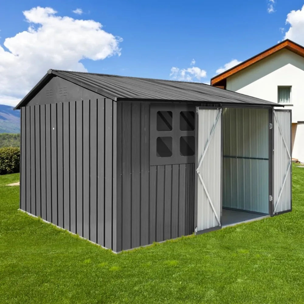 Metal Garden Sheds with Window and  Lockable Doors