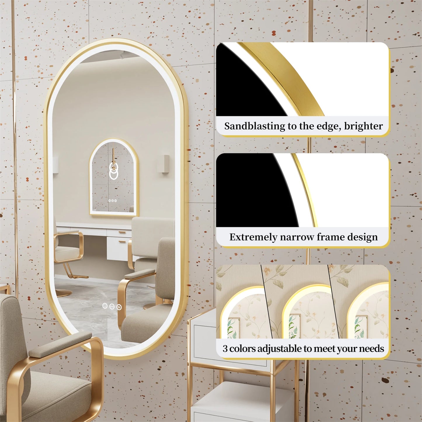 Elegant Oval Gold Frame LED Vanity Mirror