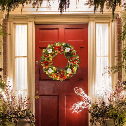 Spruce Pine Cones, Berries Festive Holiday Wreath