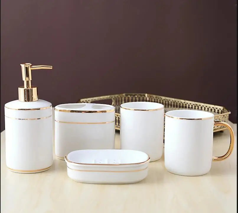 Simple Elegant Ceramic Bathroom Accessory Set