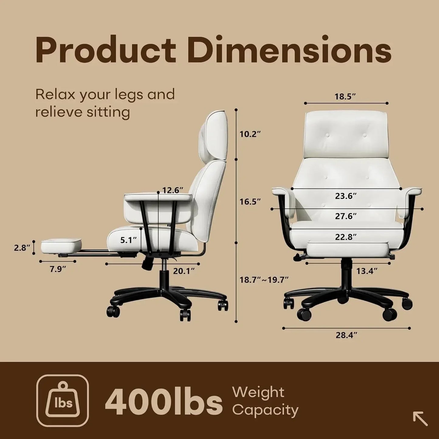 Reclining Executive Office Chair with Footrest