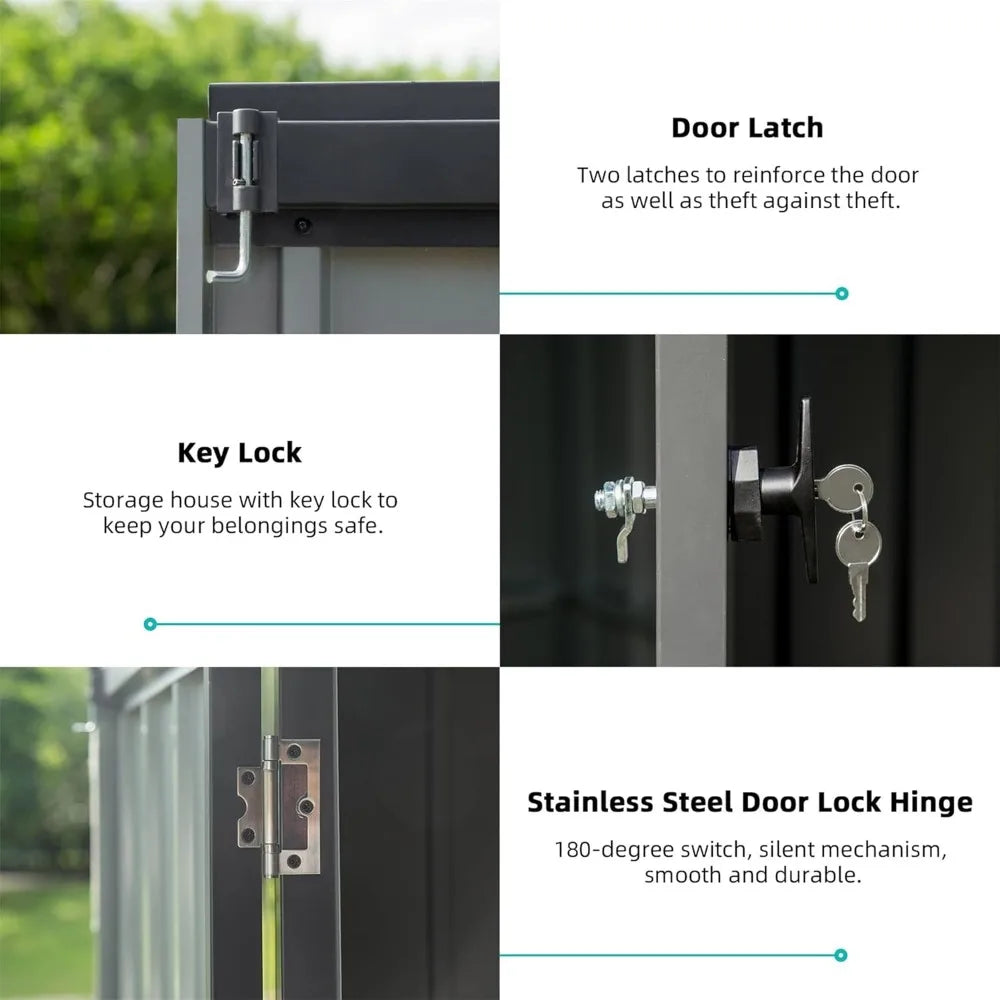 Outdoor Storage Shed with Lock and Vents