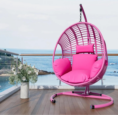 Oversized Wicker Swing Egg Chair with Cushions