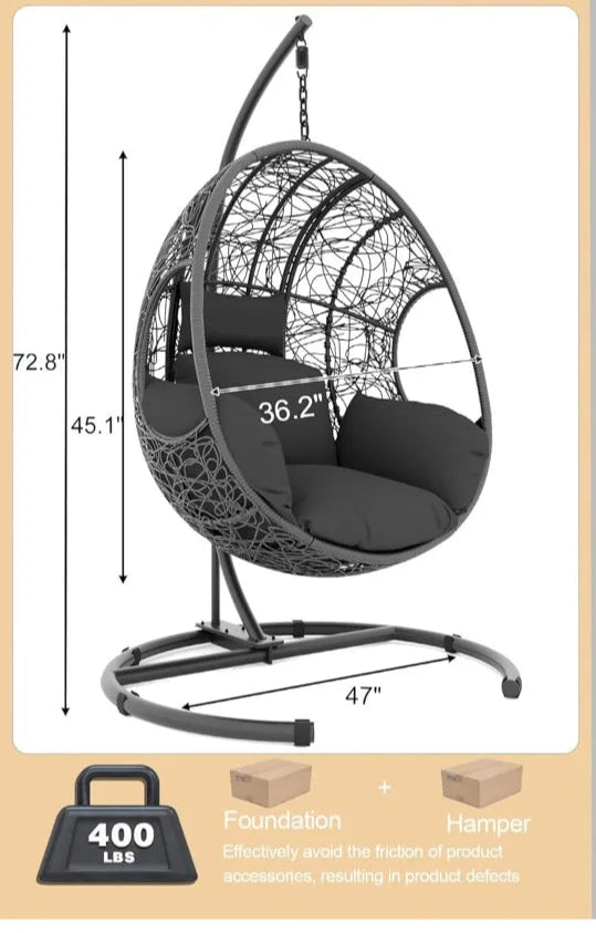 Oversized Hanging Egg Chair with Cushions