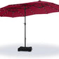 Rectangular Cantilever Patio Umbrella with LED Solar Lights