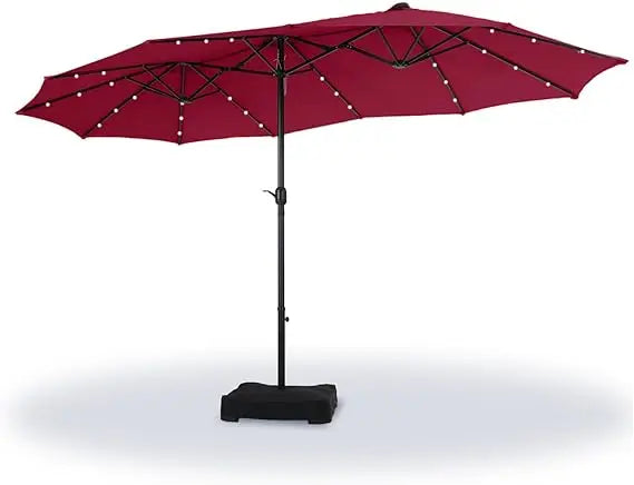 Rectangular Cantilever Patio Umbrella with LED Solar Lights