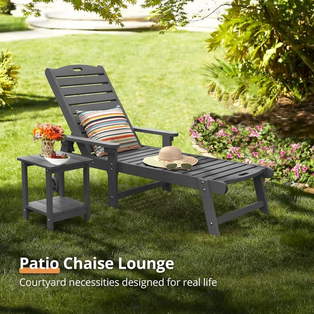 Wood Chaise Lounger with Wheels