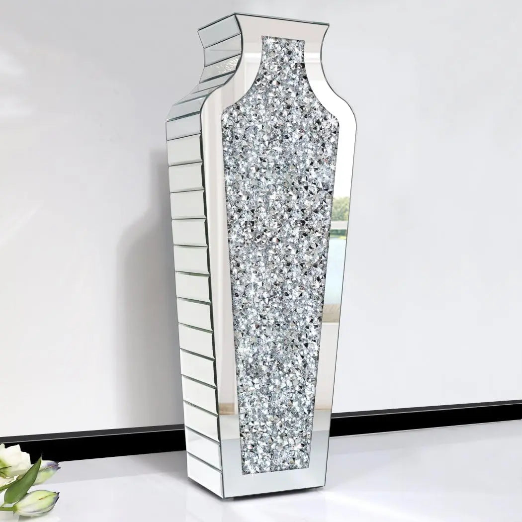 27" Luxurious Crushed Diamond Mirror Floor Vase