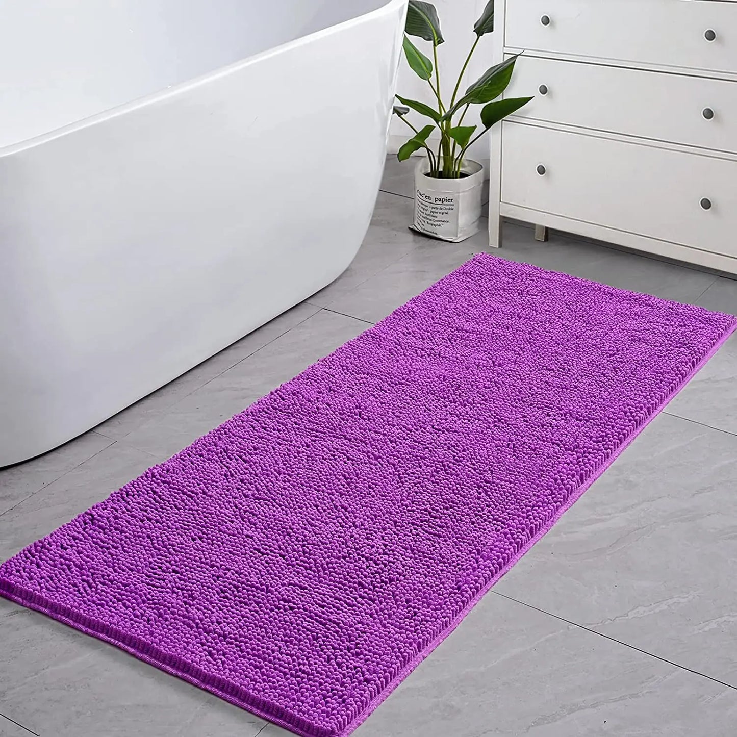 Non-Slip Super Absorbent Smooth Chenille Bath Mat