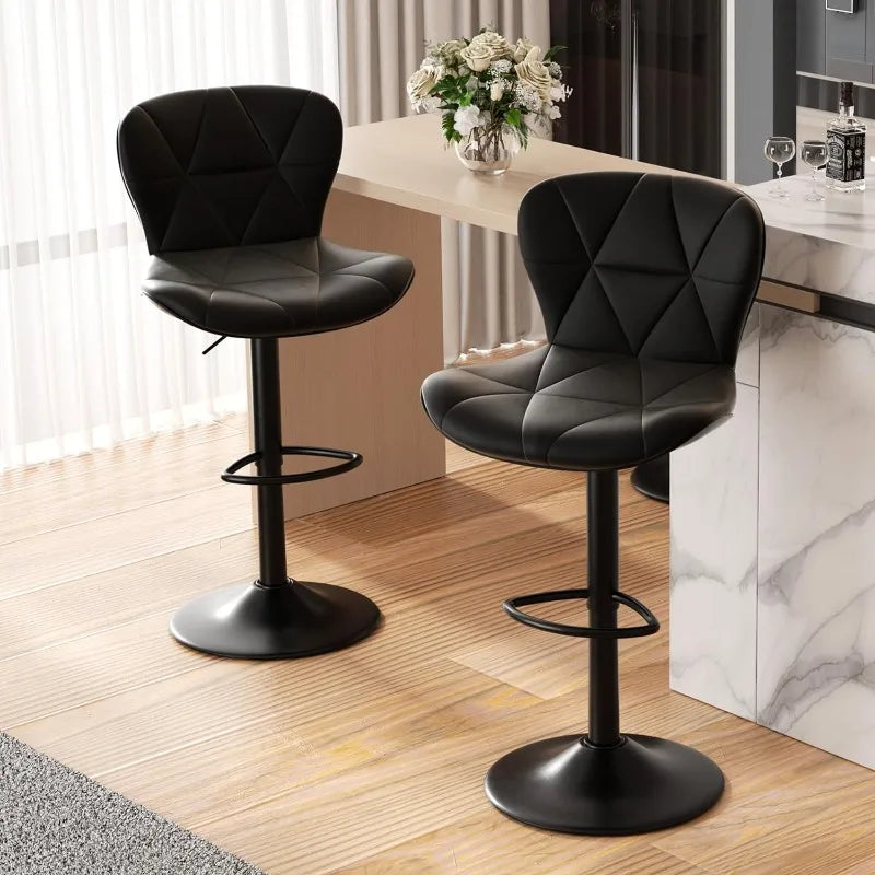 Modern Ergonomic Design Leather Swivel Bar Stools Set