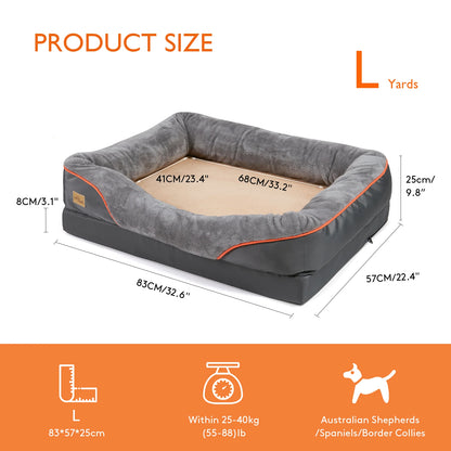 Super Soft Orthopedic Foam Bed with Cotton-padded Bolster and Removable Cover