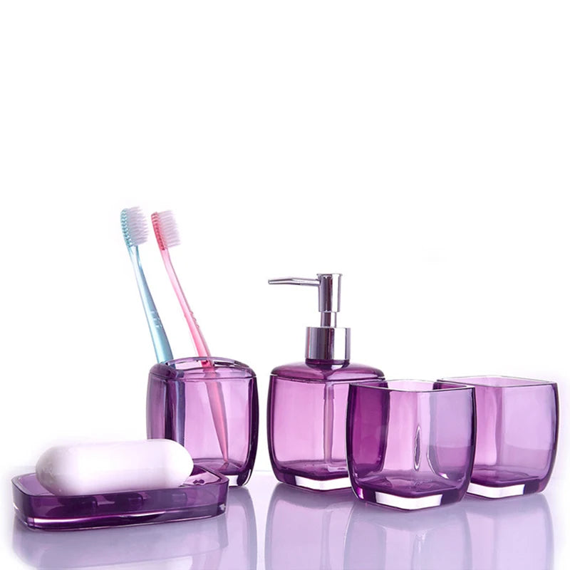 Purple Acrylic Glass Bathroom Accessory Set