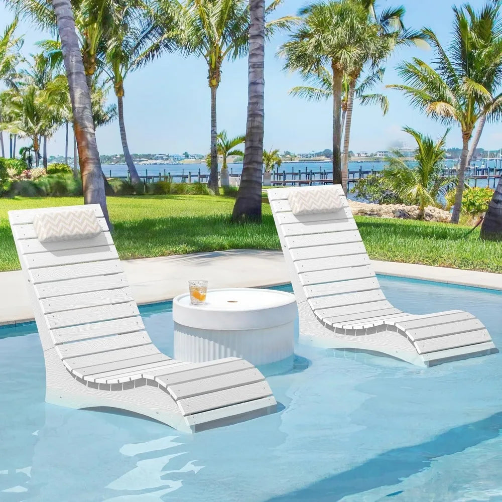 Ergonomic In-Pool Chair Lounger with Pillow Headrest