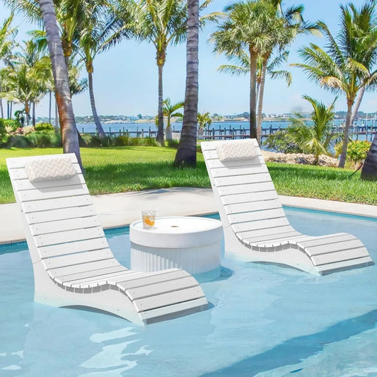 Ergonomic In-Pool Chair Lounger with Pillow Headrest
