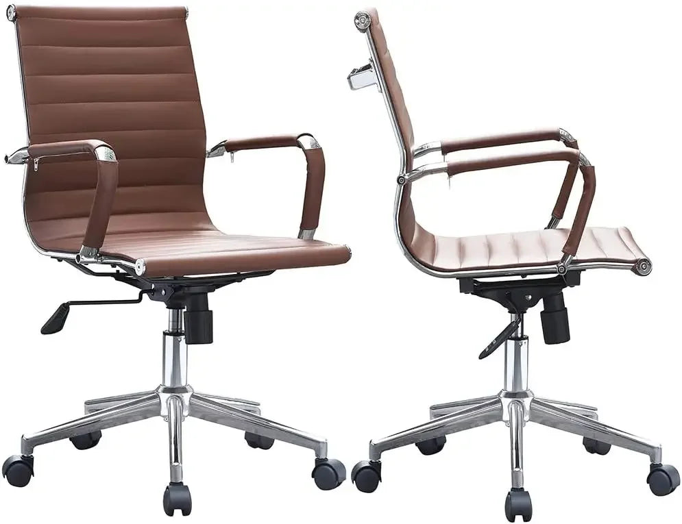 Modern Mid Back Ribbed Swivel Chair