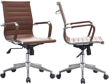 Modern Mid Back Ribbed Swivel Chair