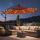 Round Cantilever Patio Umbrella with Solar LED Lights