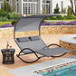 Loveseat Chaise Lounge Rocker with Sun Shade Canopy  and Headrest Pillows