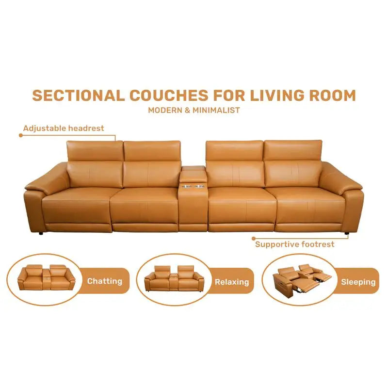 Modern Morocco 4-Seat Power Reclining Sectional Sofa