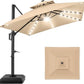 Tier Square Cantilever Patio Umbrella with Solar LED Lights