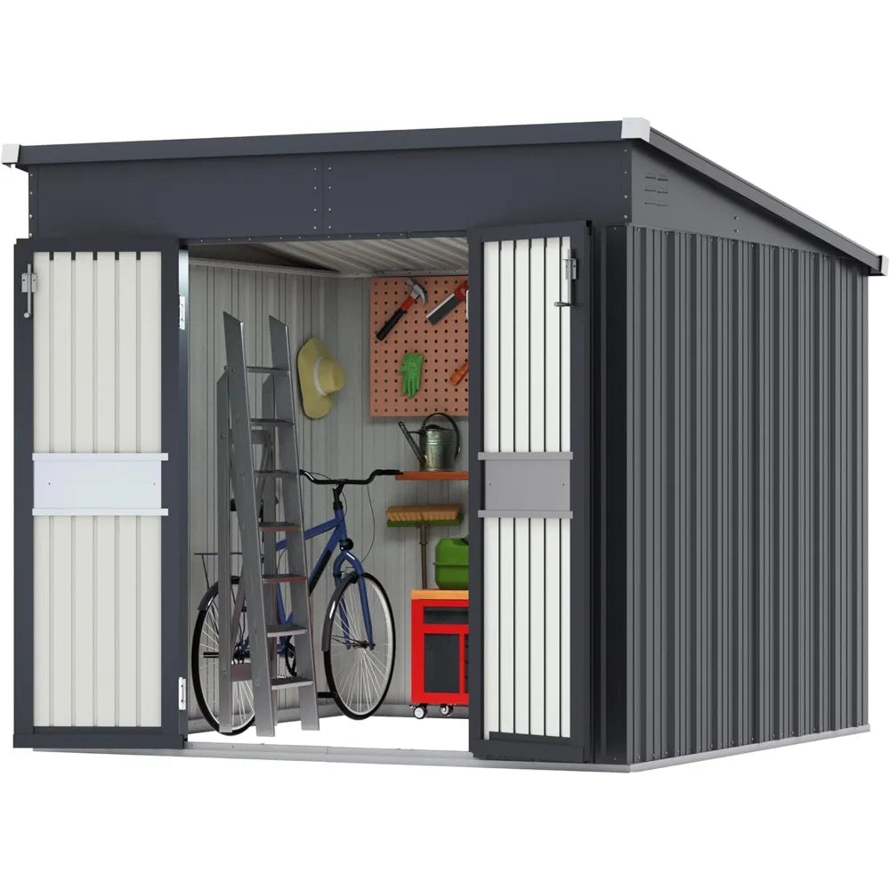 Outdoor Galvanized Metal Shed Storage House with Lockable Door and Vents