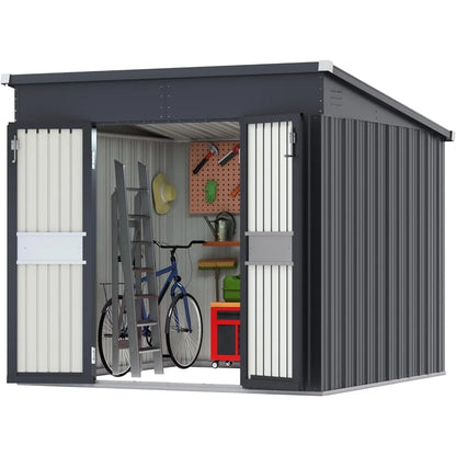 Outdoor Galvanized Metal Shed Storage House with Lockable Door and Vents