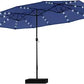 Rectangular Cantilever Patio Umbrella with LED Solar Lights