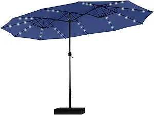 Rectangular Cantilever Patio Umbrella with LED Solar Lights