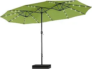 Rectangular Cantilever Patio Umbrella with LED Solar Lights
