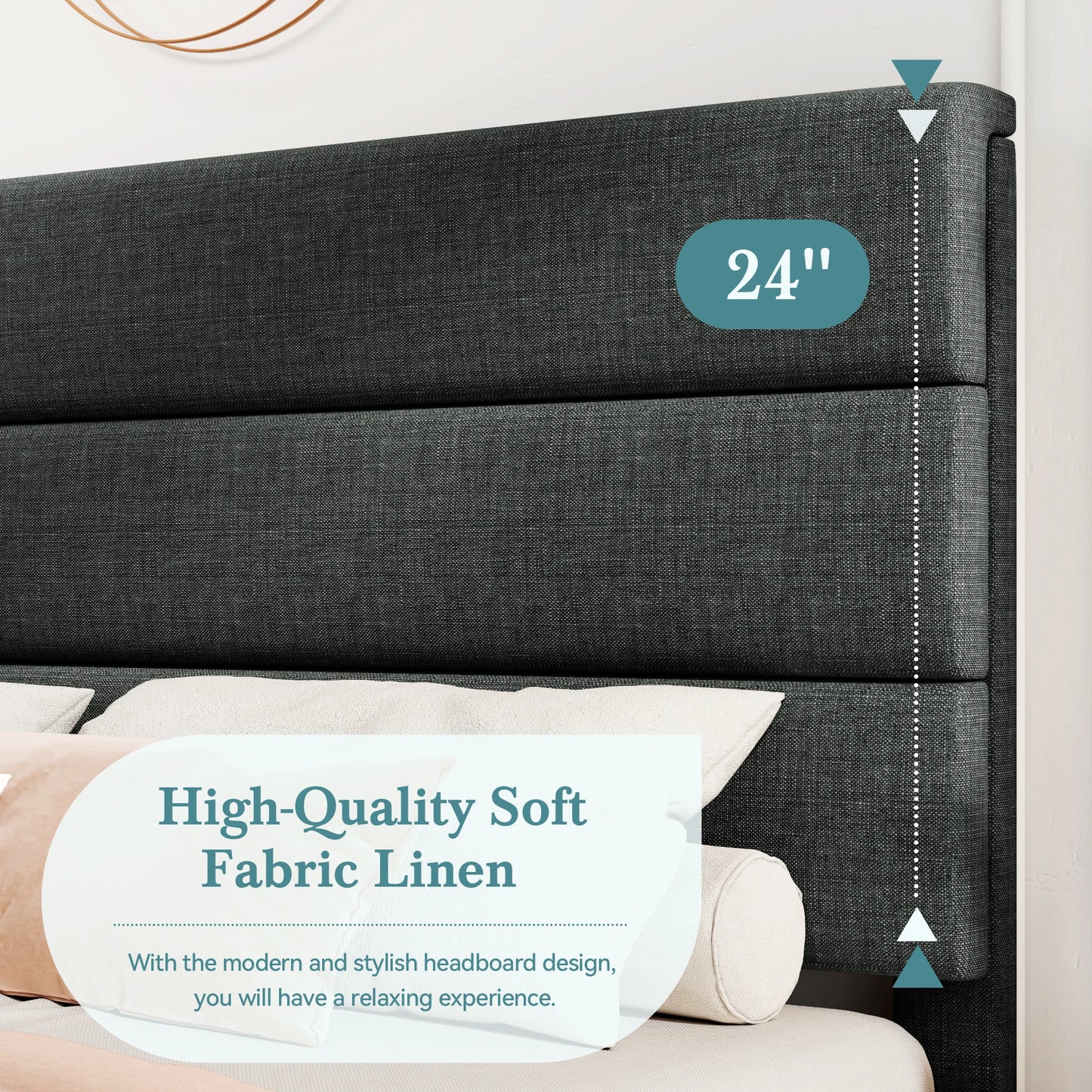 Contemporary Fabric Platform Bed