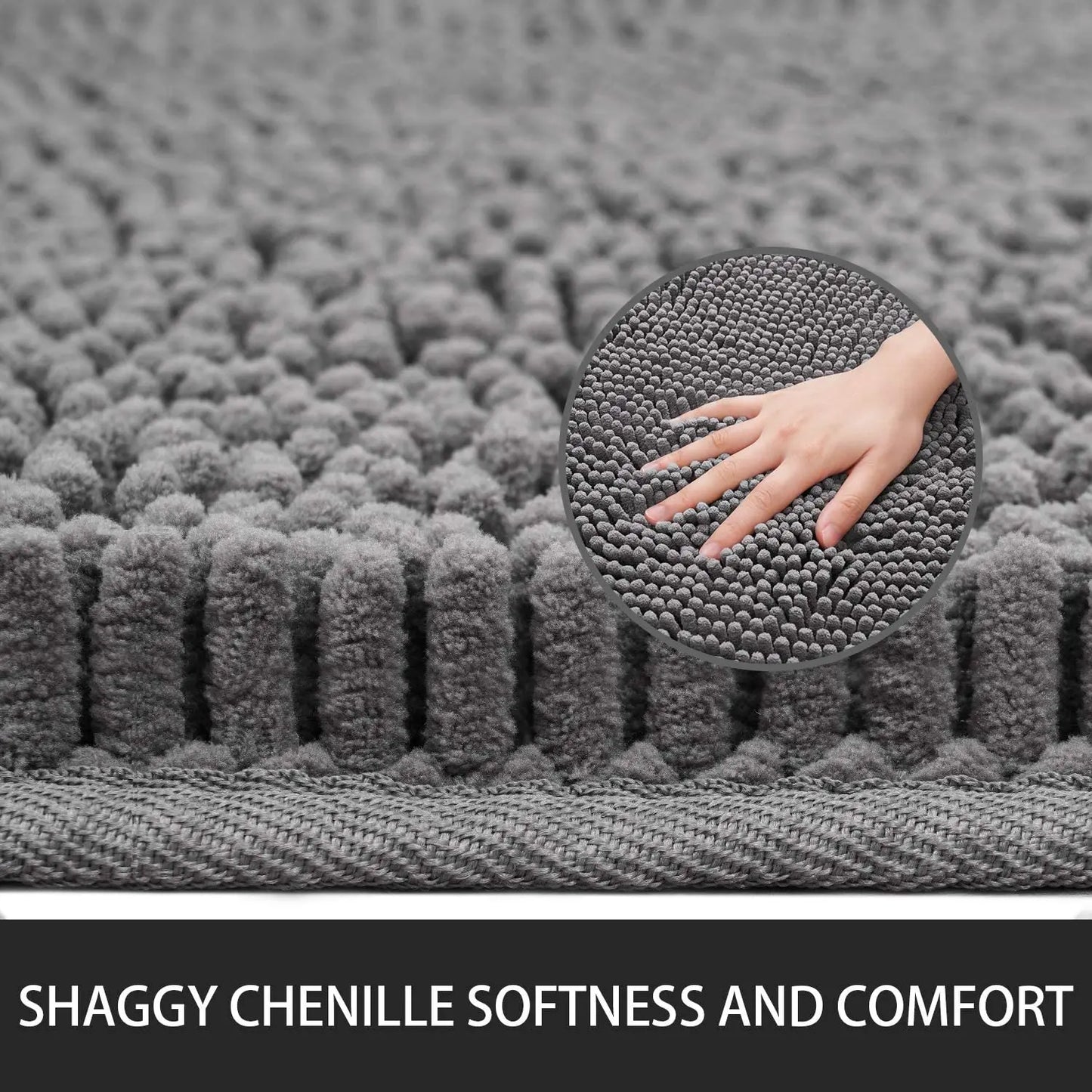 Non-Slip Super Absorbent Smooth Chenille Bath Mat