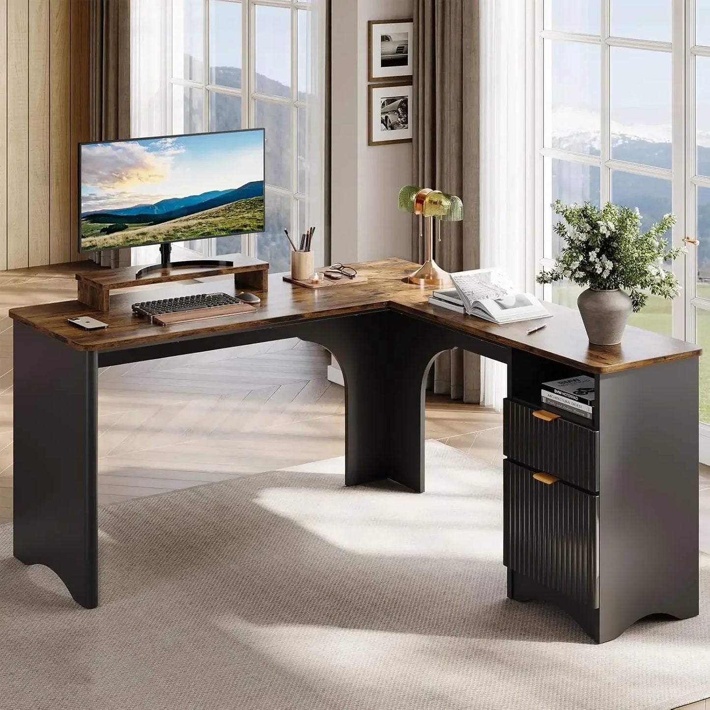 Modern L-Shaped Engineered Desk