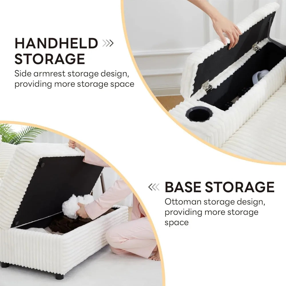 Oversized Chaise Lounge Chair with Cup Holder and Charging Port