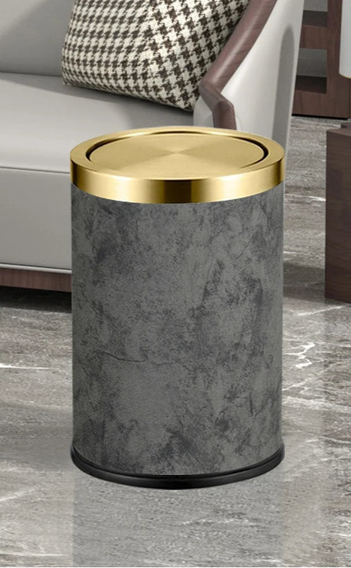 Leather / Marble Waste Bin with Lid