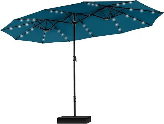 Rectangular Cantilever Patio Umbrella with LED Solar Lights