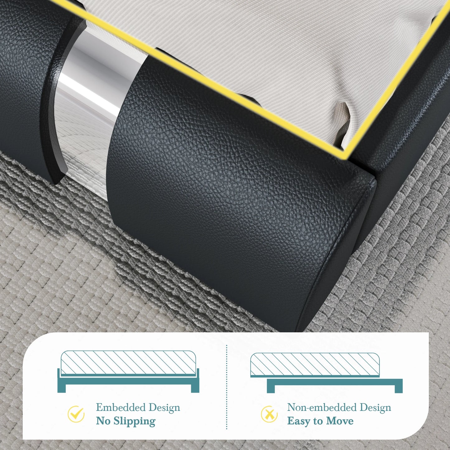 Modern Faux Leather Bed Frame