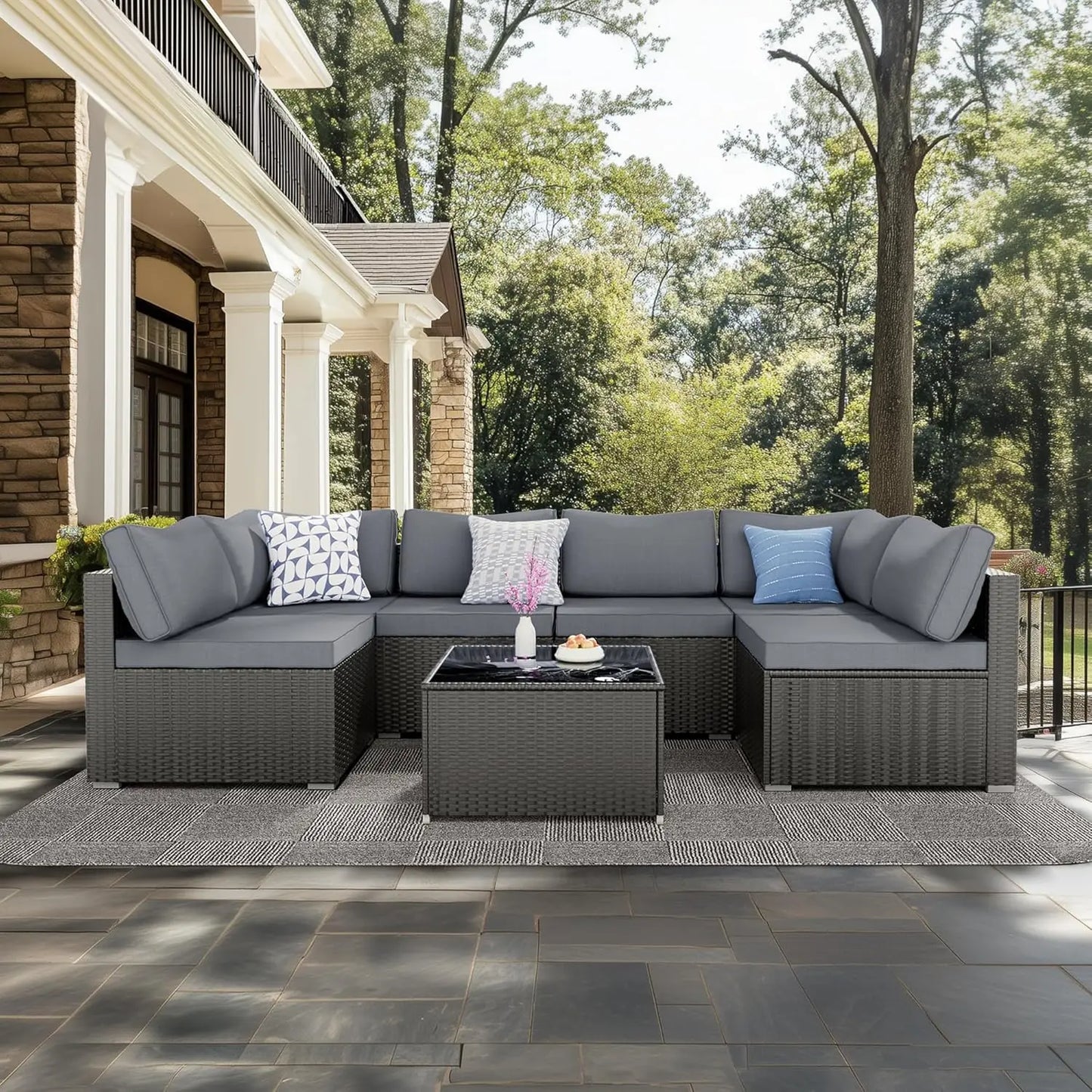 Outdoor Sectional Wicker Rattan Furniture Set